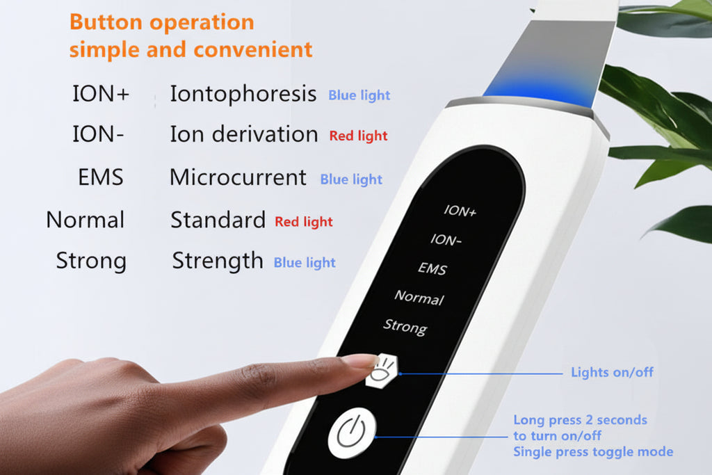 Facial Lift Deep Face Cleaning Red Blue Light Electric Dead Ultrasonic Face Sonic Skin Scrubber Spatula