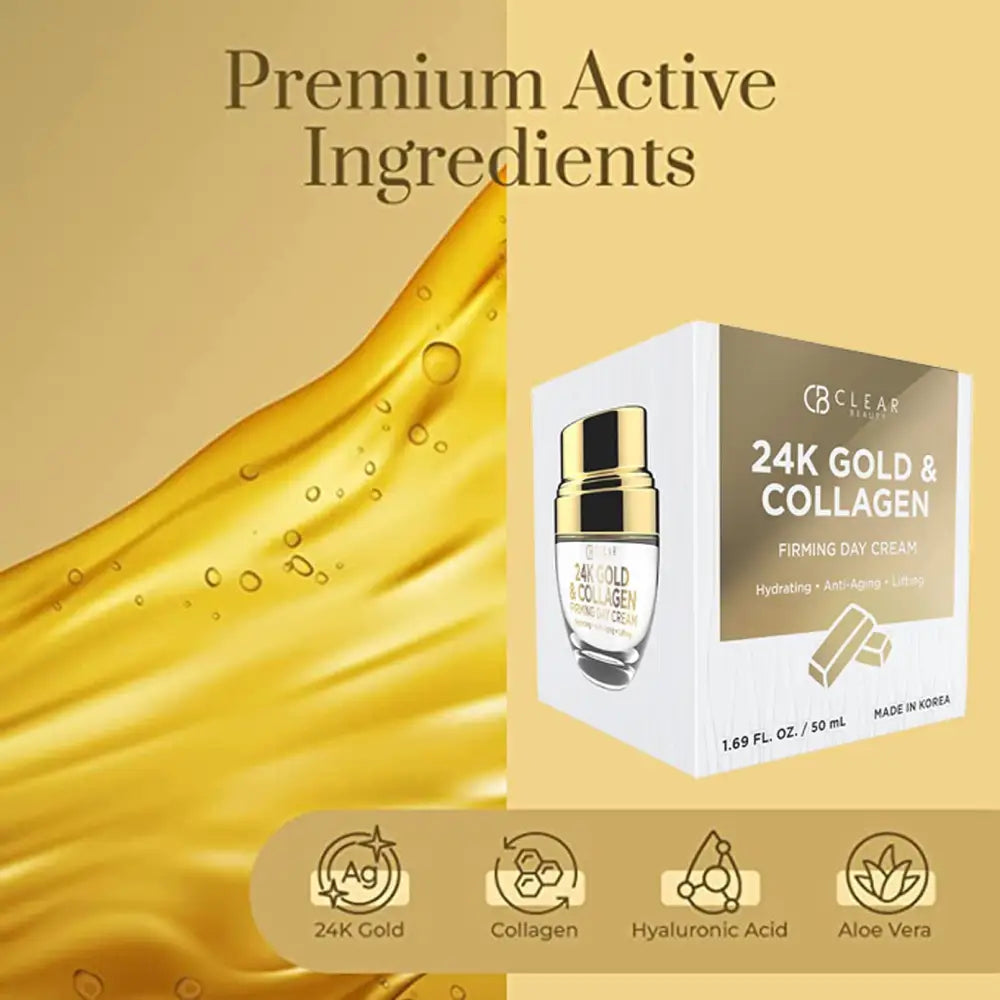 24K Gold & Collagen Daily Face Moisturizer - Dermatologist Tested Reduces Fine Lines Anti-Aging Clean Beauty