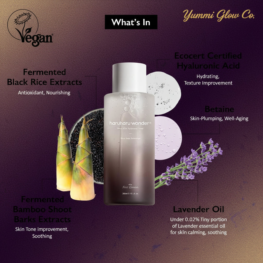 Wonder Black Rice Hyaluronic Toner 10.1 Fl.Oz / 300Ml | Face Moisturizer, Facial Toner for All Skin Types | Vegan, Cruelty Free, Ewg-Green