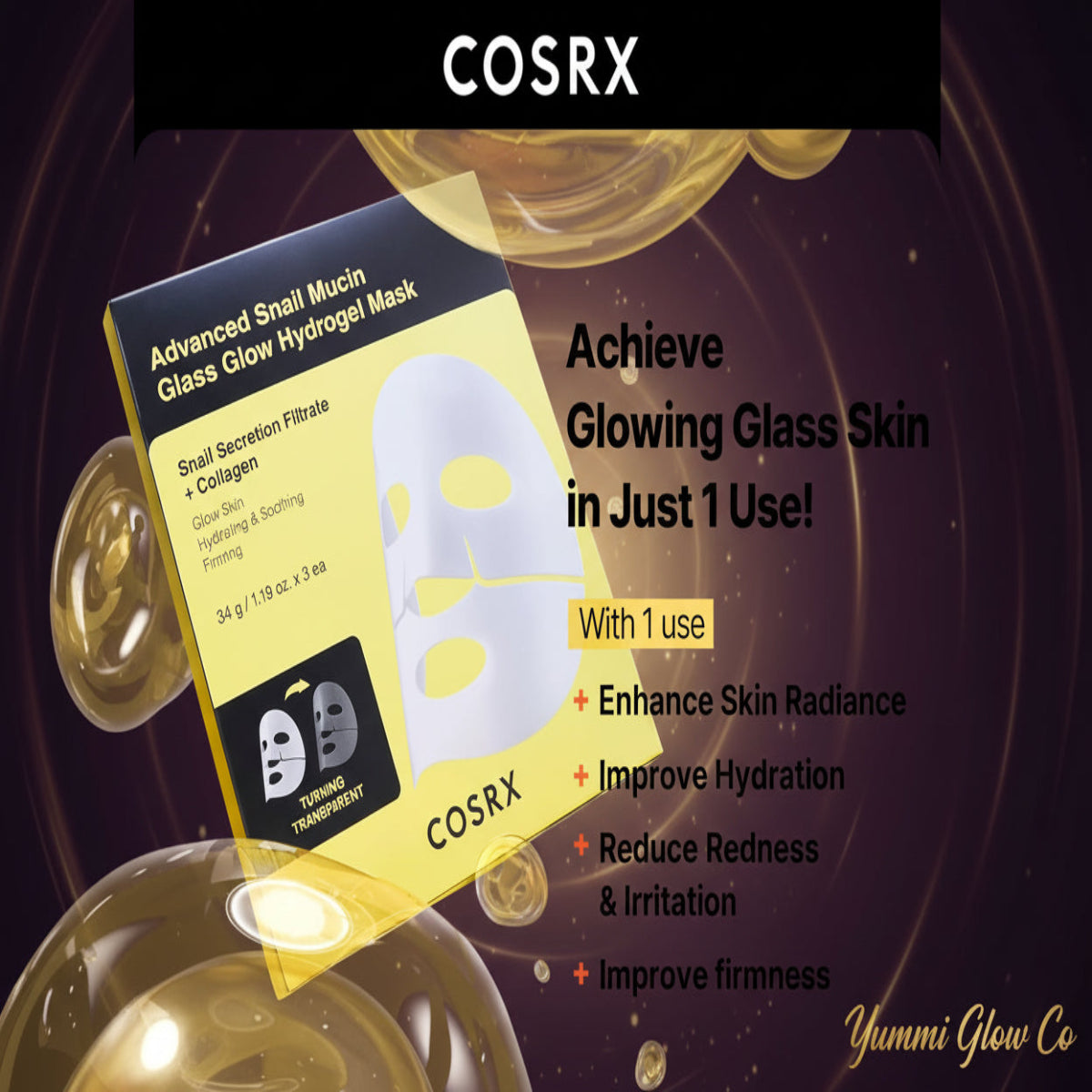 Cosrx Advanced Snail Mucin Glass Glow Hydrogel Mask