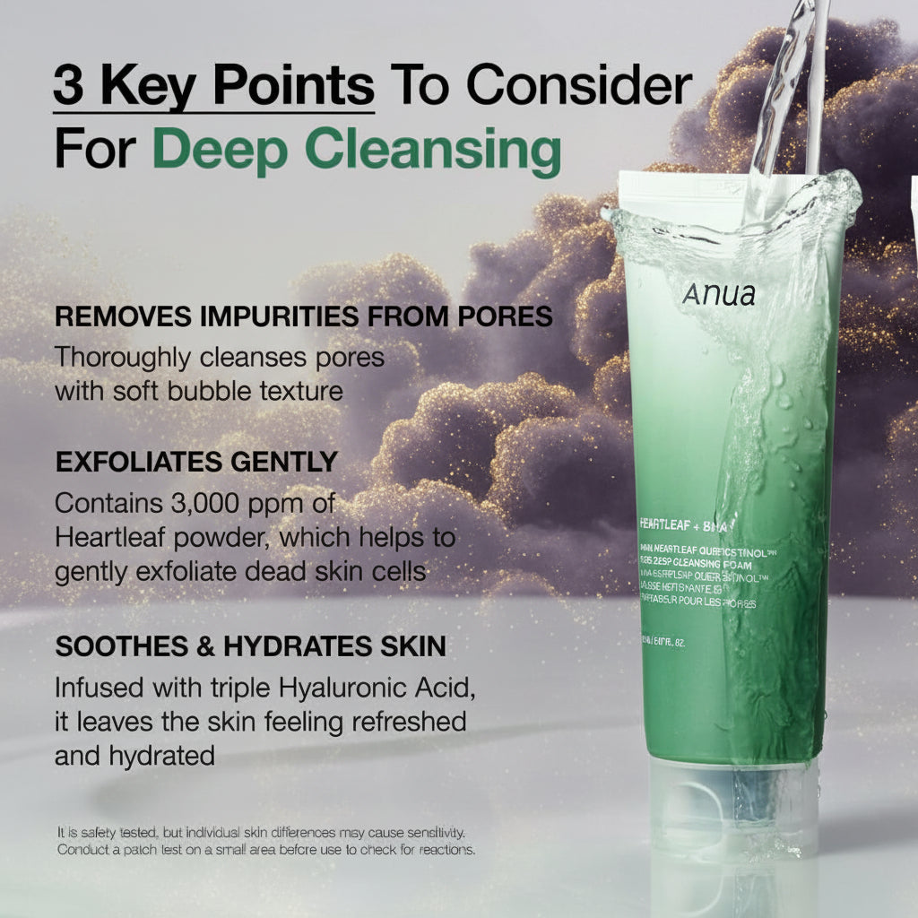 Heartleaf Quercetinol Pore Deep Cleansing Foam, Facial Cleanser, for Double Cleansing, BHA, Hyaluronic Acid, Glycerin, Face Wash, Blackhead Remover, Korean Skincare (150Ml/5.07 Fl.Oz.)