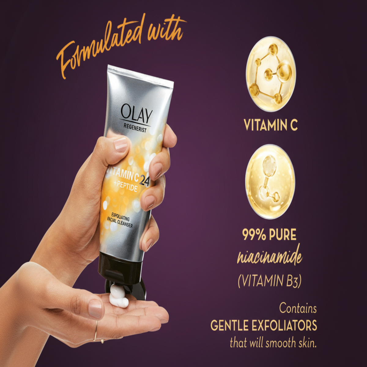 Olay Regenerist Vitamin C + Peptide 24 Face Wash for Dull Skin, 5.0 oz