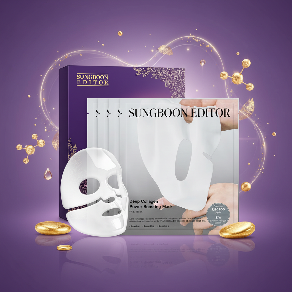 Sungboon Editor Deep Collagen Power Boosting Mask - Overnight collagen hydrogel mask with peptides