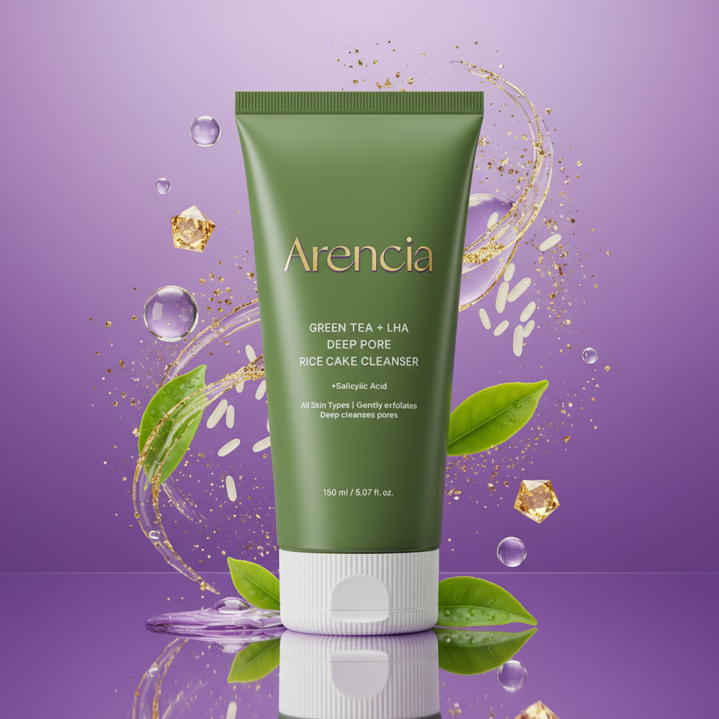 Arencia Green Tea + LHA Deep Pore Rice Cake Cleanser - Pore cleansing with green tea and LHA