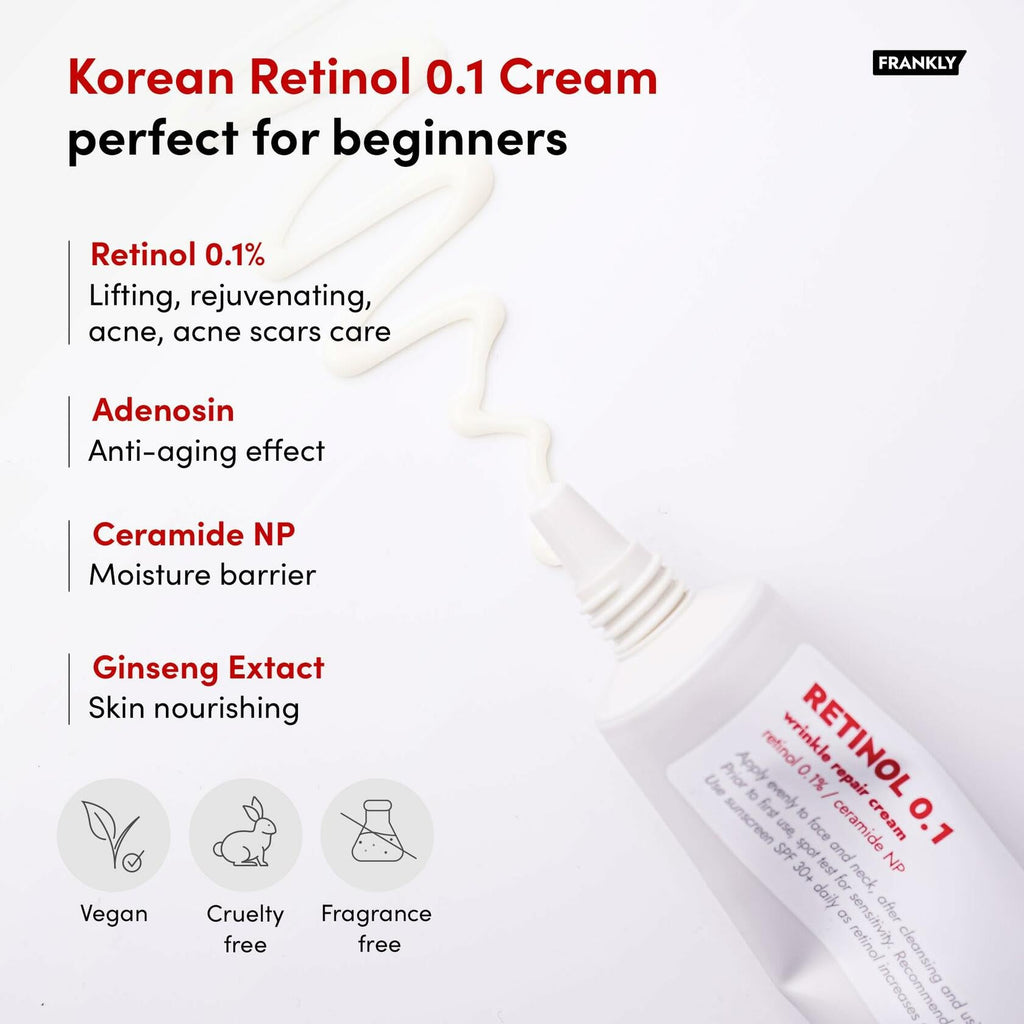 FRANKLY Retinol 0.1% Cream 1.01oz Night Anti-Aging Korean Skin Care