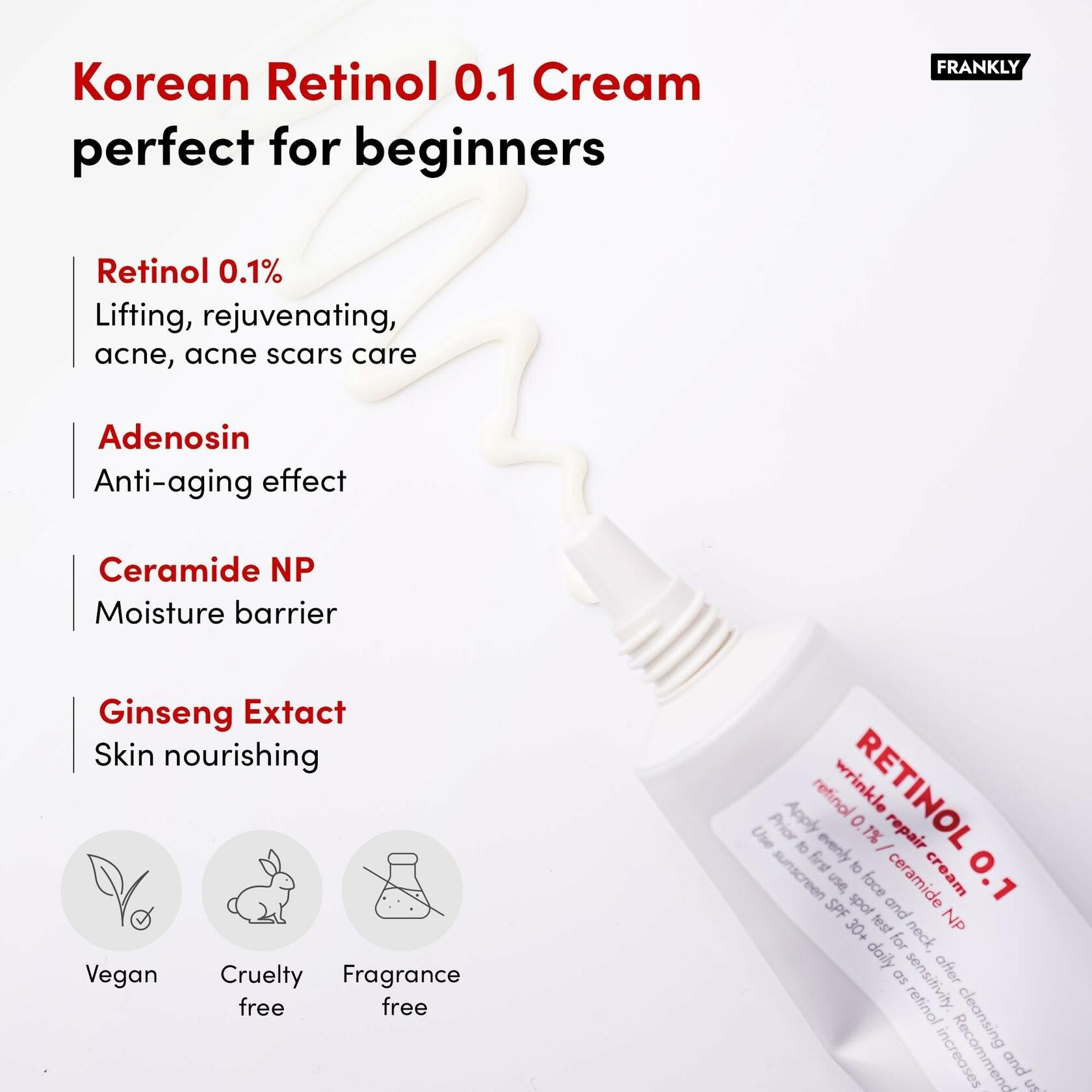 FRANKLY Retinol 0.1% Cream 1.01oz Night Anti-Aging Korean Skin Care